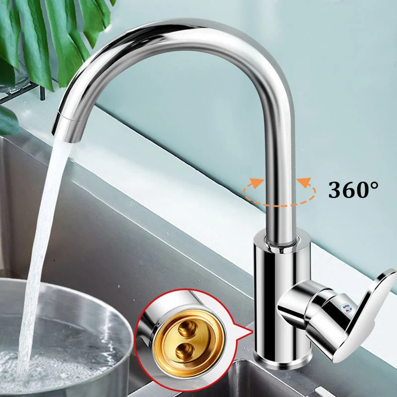 Large bend hot and cold water faucet, kitchen sink, sink, rotating faucet, bathroom, balcony, washbasin faucet