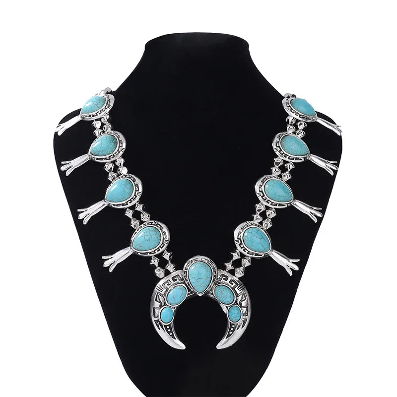 Indian Ethnic Statement Large Collar Necklace Women Boho Tribal Vintage Maxi Big Chunky Retro Moon Pendant Necklace Jewelry