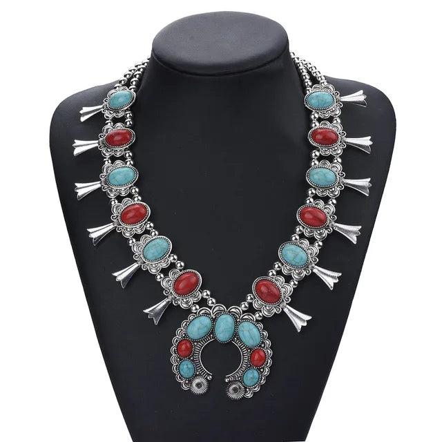 Indian Ethnic Statement Large Collar Necklace Women Boho Tribal Vintage Maxi Big Chunky Retro Moon Pendant Necklace Jewelry