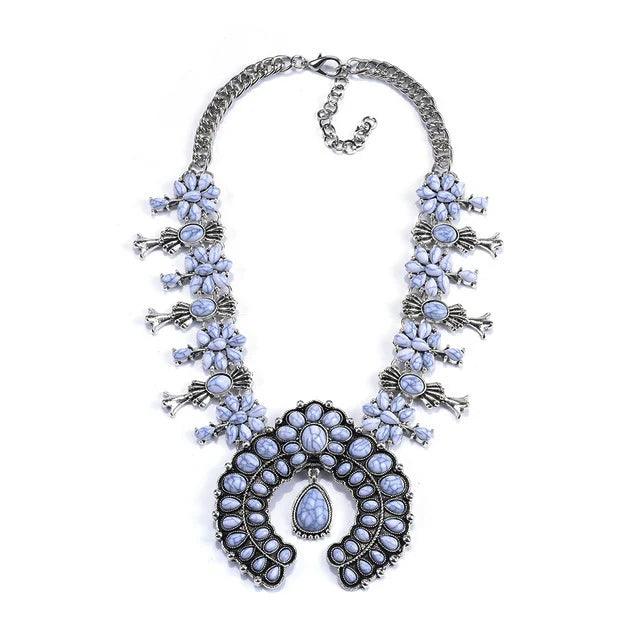Indian Ethnic Statement Large Collar Necklace Women Boho Tribal Vintage Maxi Big Chunky Retro Moon Pendant Necklace Jewelry