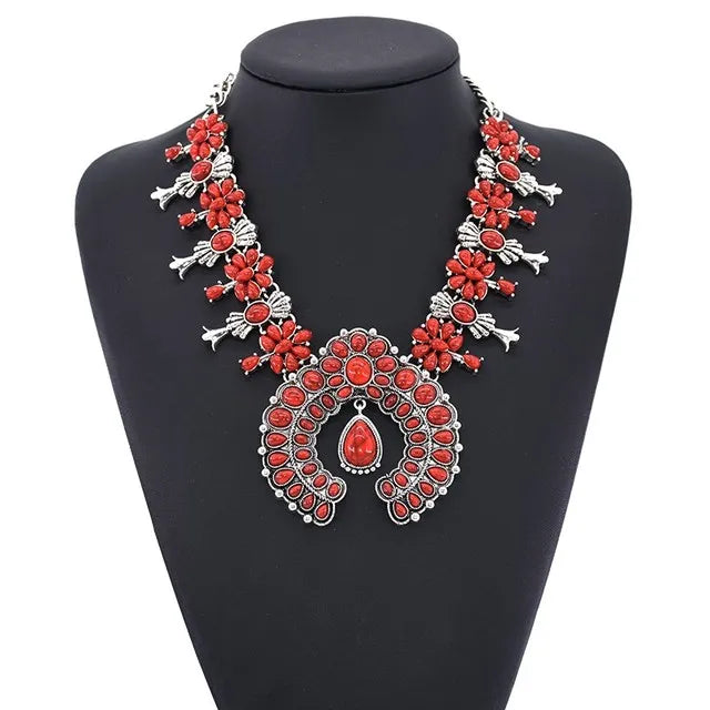 Indian Ethnic Statement Large Collar Necklace Women Boho Tribal Vintage Maxi Big Chunky Retro Moon Pendant Necklace Jewelry
