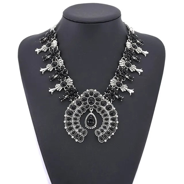 Indian Ethnic Statement Large Collar Necklace Women Boho Tribal Vintage Maxi Big Chunky Retro Moon Pendant Necklace Jewelry