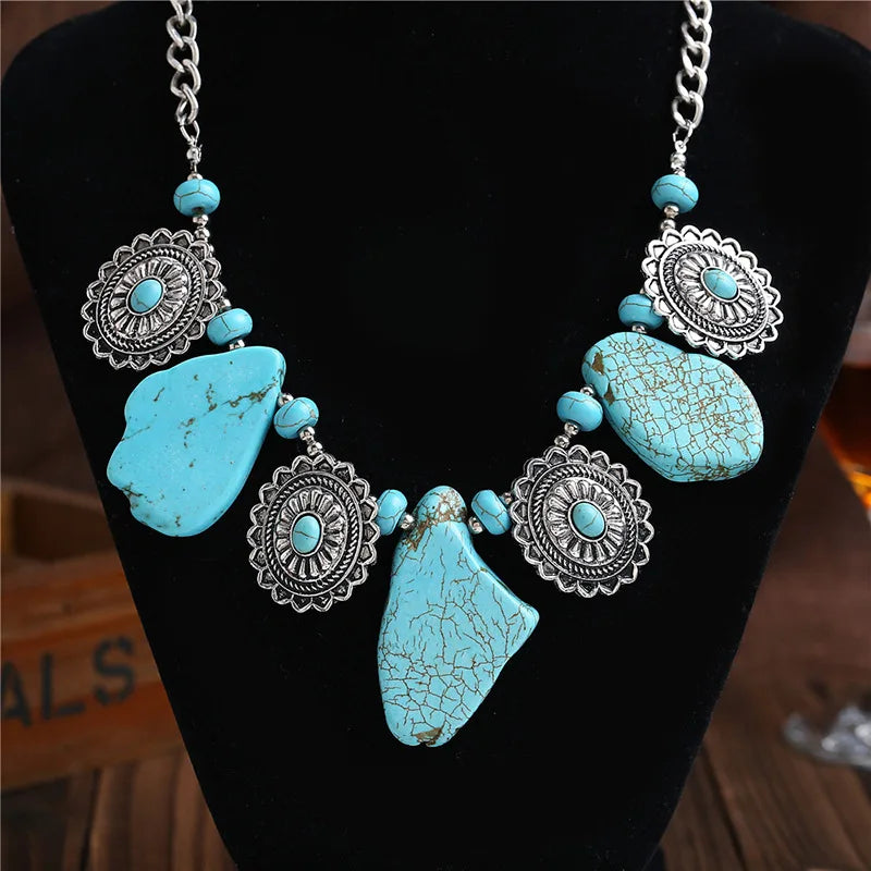 Indian Ethnic Statement Large Collar Necklace Women Boho Tribal Vintage Maxi Big Chunky Retro Moon Pendant Necklace Jewelry