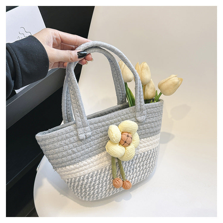 Niche Bags for Women 2025 New Summer Work Handbags Flower Woven Bags Hand-Held Shoulder Bags Versatile Women's Bags