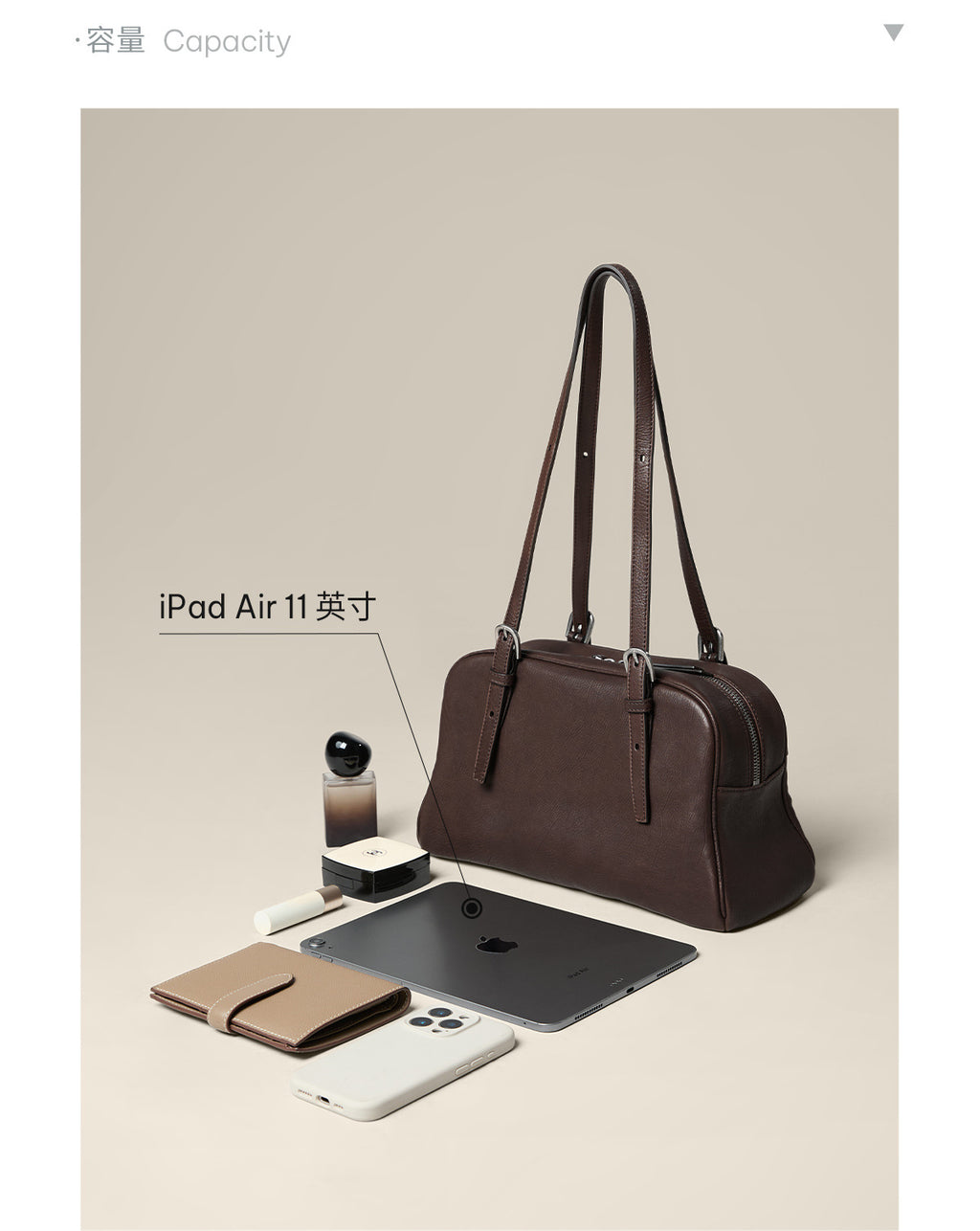 New Arrival Vegetable Tanned Leather High-Grade Youyou Bowling Bag Women's Spring Retro Large Capacity Commuting Shoulder Handbag