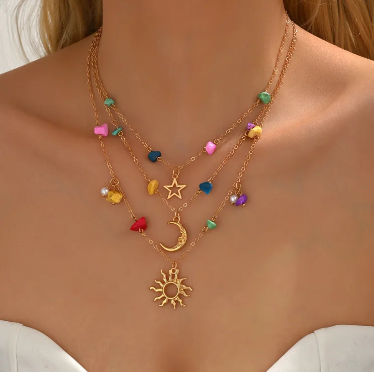 Personalized Ethnic Style Colorful Irregular String Multi-layer Necklace, Women's Fashion Festival Party Accessories Gifts