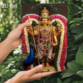 Vibrant Indian Deity Statue with Peacock, 2D Flat Metal Wall Art, Weather-Resistant Aluminum Decor for Home, Bar, 7.87x11.8 Inch