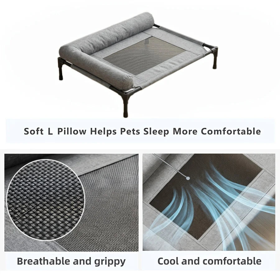 Dog Bed Indoor Outdoor Cooling Elevated Hammock Washable Raised Metal Frame Pet Furniture Beds Supplies Bolster Dog Accessories