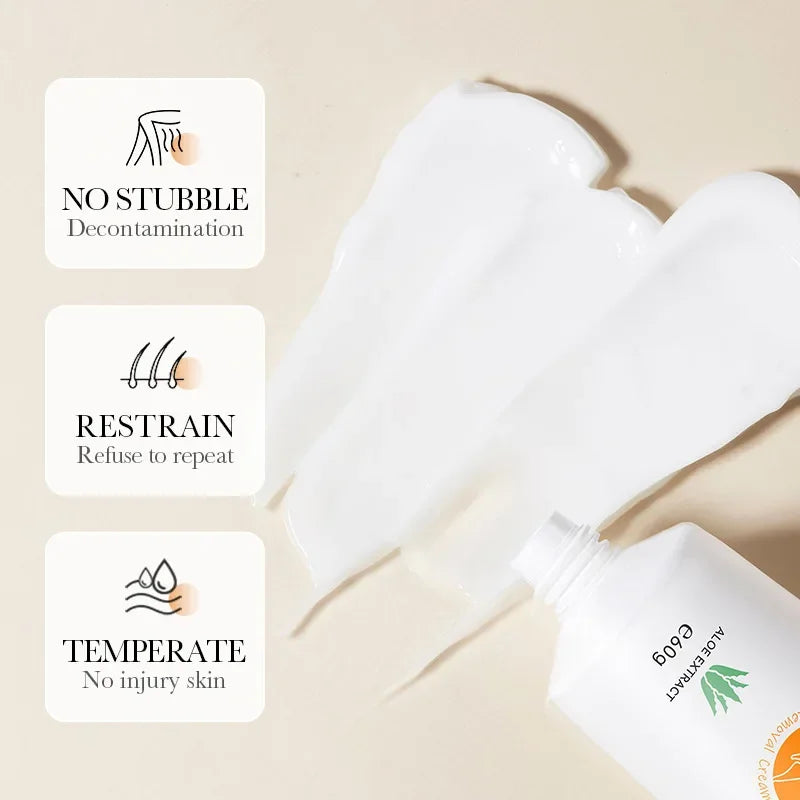 Bioaoua Aloe Vera Gentle Hair Removal Cream, 60G/Tube, Fast Hair Removal, No Harm to the Skin