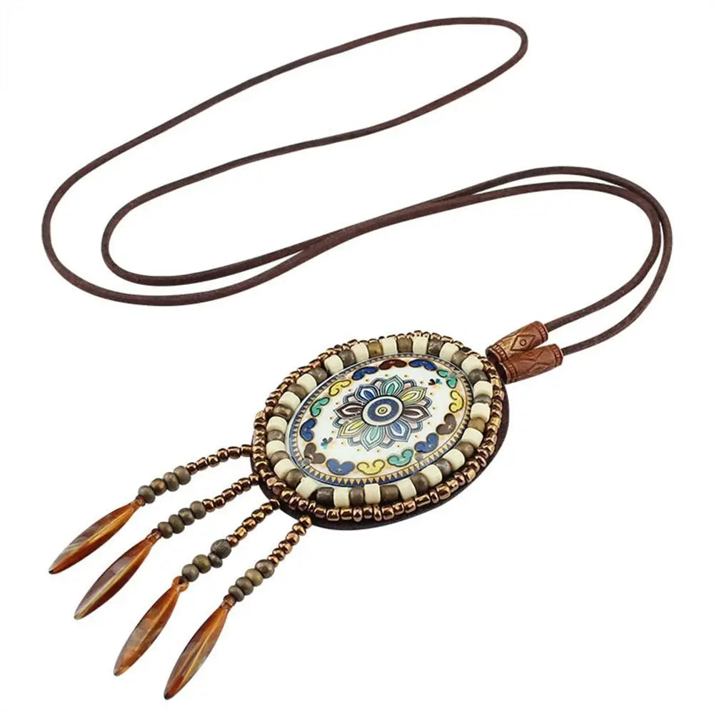 Vintage Party Ethnic Jewelry Lucky Gift Buddhist Mala Wood Bead Ethnic Pendant Nepal Necklace