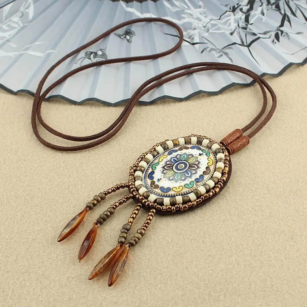 Vintage Party Ethnic Jewelry Lucky Gift Buddhist Mala Wood Bead Ethnic Pendant Nepal Necklace