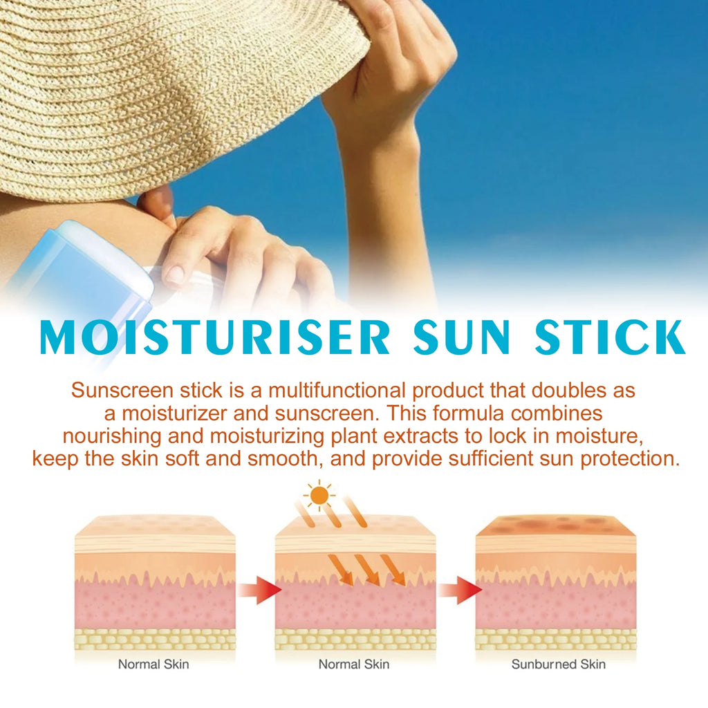 SPF50+ Sunscreen Face Cream Solar Blocker Skin Cream Anti UV Sun Block Facial Mild Moisturizer Stick Sweat Resistant Sunblock