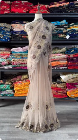 India Imports Nail Bead Sari Clothing Nepal 6-meter Large Sari