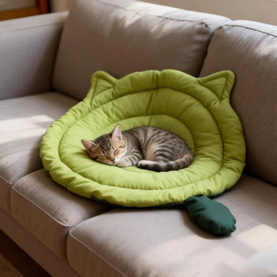Dog Bed Mat for Sleeping, Big Face Cat Style Cat Bed Pad for All Seasons, Soft Breathable Washable Pet Cushion for Cats Dogs