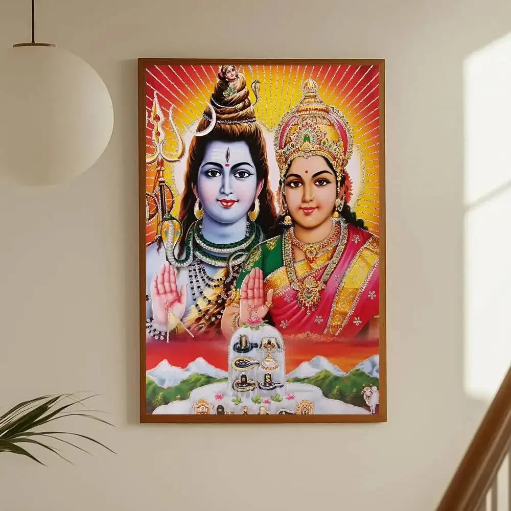 Hindu God Goddess Lord Shiv Parvati Ganesha Hanuman Poster Sticker Print Waterproof Wall Art For Living Room Bedroom Home Decor