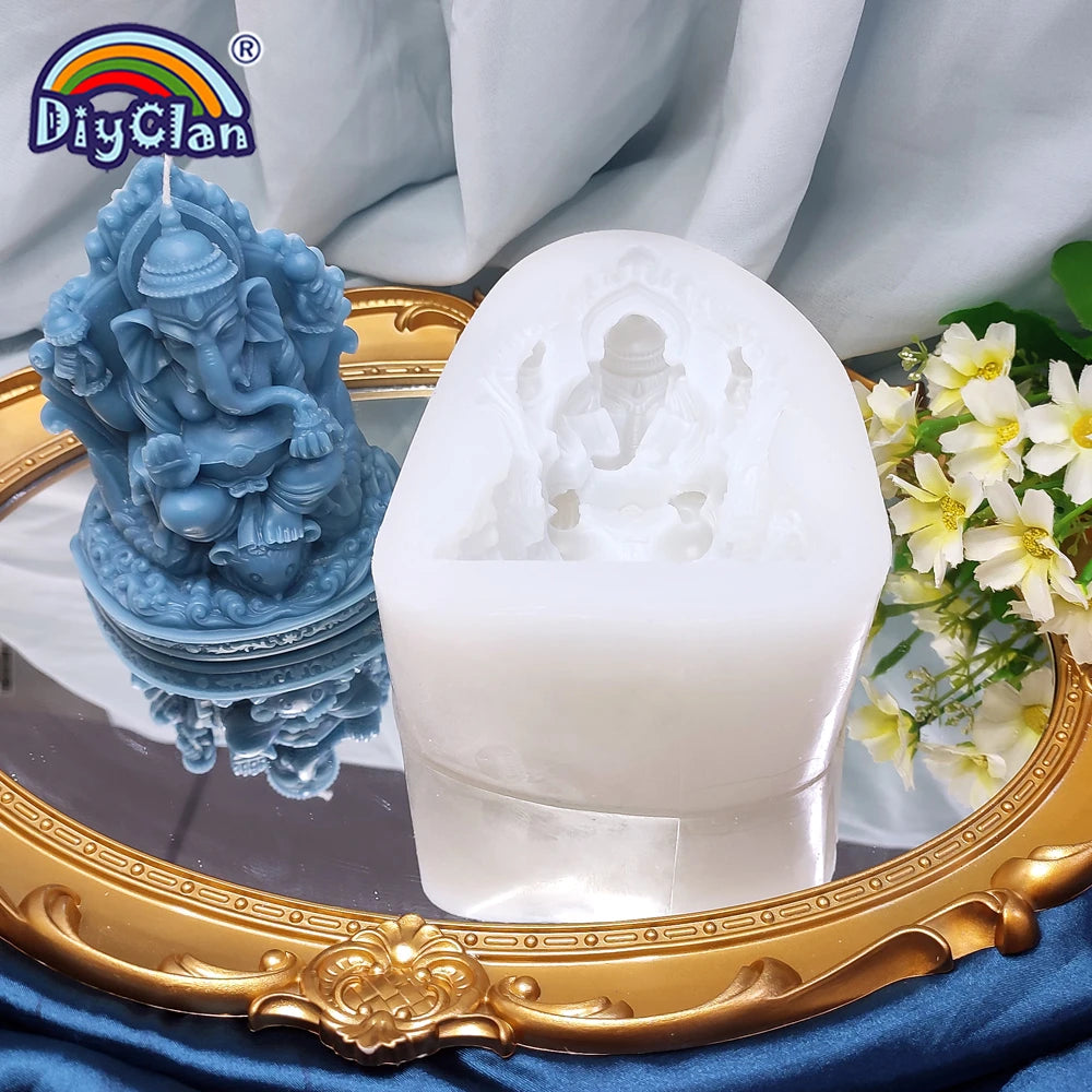Indian Elephant Trunk God Model Silicone Mold Garnesh Candle Mould Aromatherapy Gypsum Resin Clay Crafts Home Decoration Tools