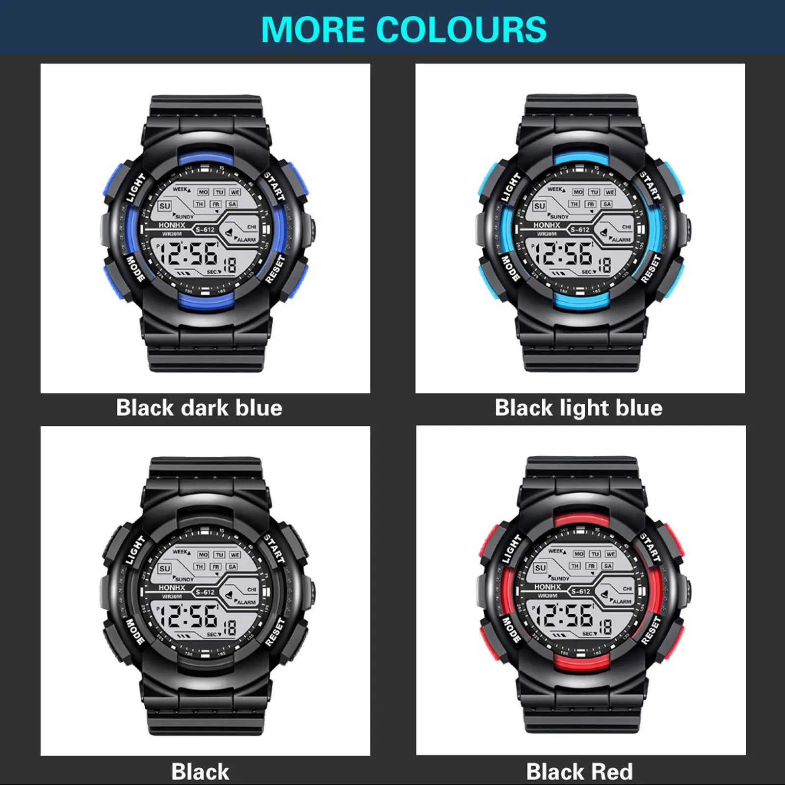 A Variety Of Styles Of Cool Sports Electronic Watches With Four Buttons