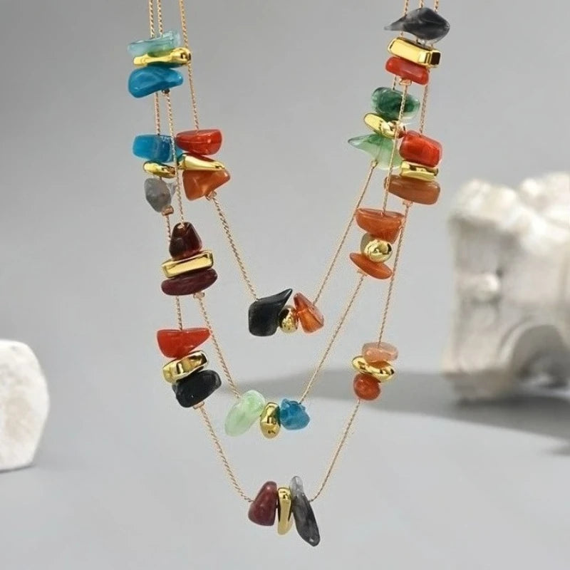 Personalized Ethnic Style Colorful Irregular String Multi-layer Necklace, Women's Fashion Festival Party Accessories Gifts