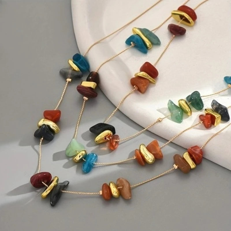 Personalized Ethnic Style Colorful Irregular String Multi-layer Necklace, Women's Fashion Festival Party Accessories Gifts