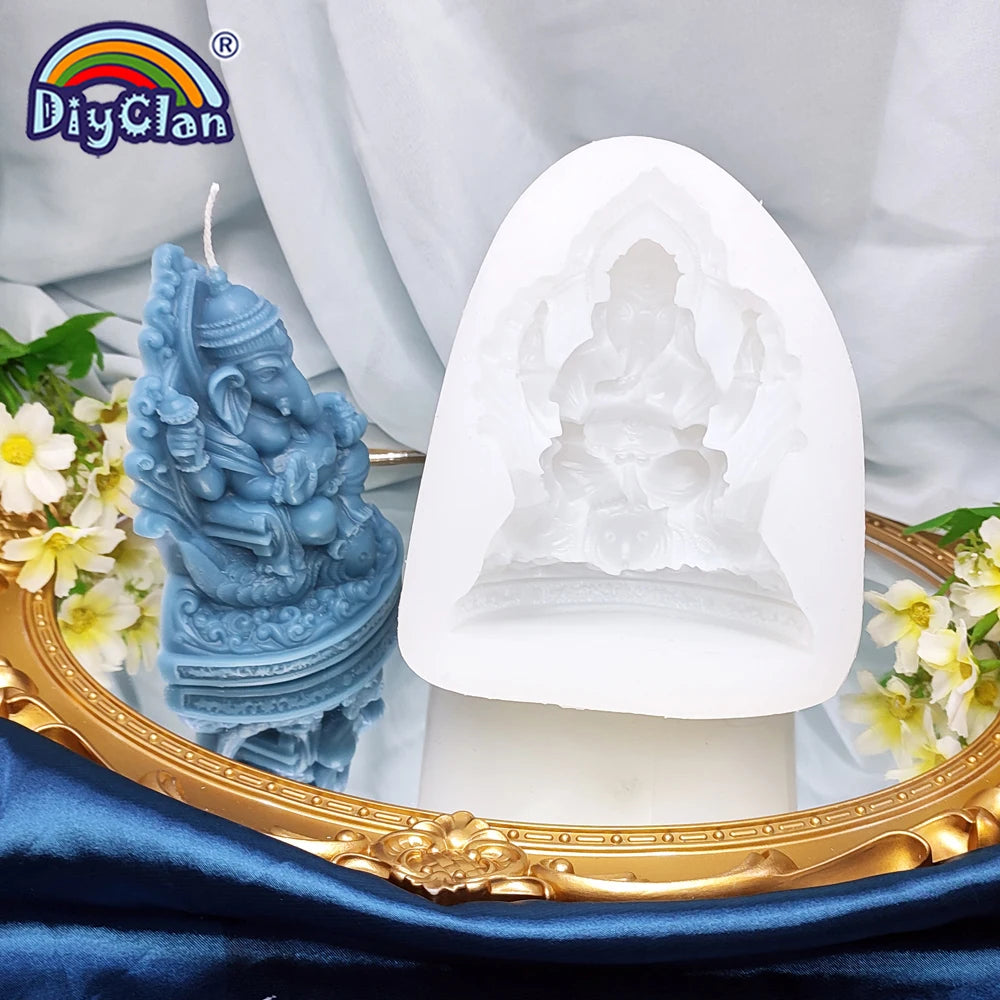 Indian Elephant Trunk God Model Silicone Mold Garnesh Candle Mould Aromatherapy Gypsum Resin Clay Crafts Home Decoration Tools
