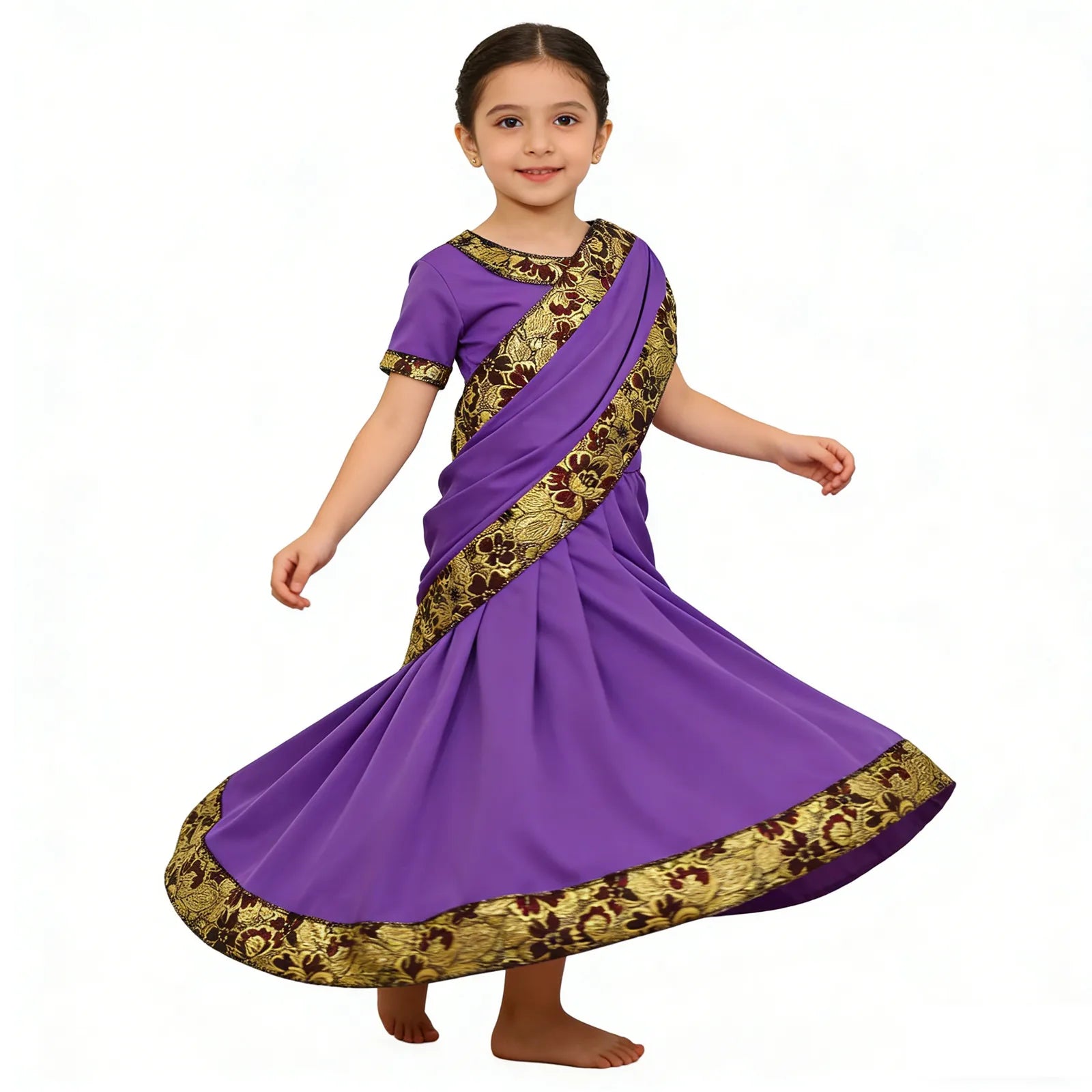 Indian Girls Traditional Bollywood Princess Sari Costume Dress-up Clothing Nativity Bollywood Princess Ethnic Dress Costume