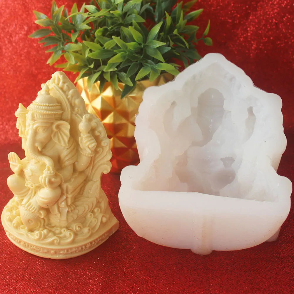 Indian Elephant Trunk God Model Silicone Mold Garnesh Candle Mould Aromatherapy Gypsum Resin Clay Crafts Home Decoration Tools