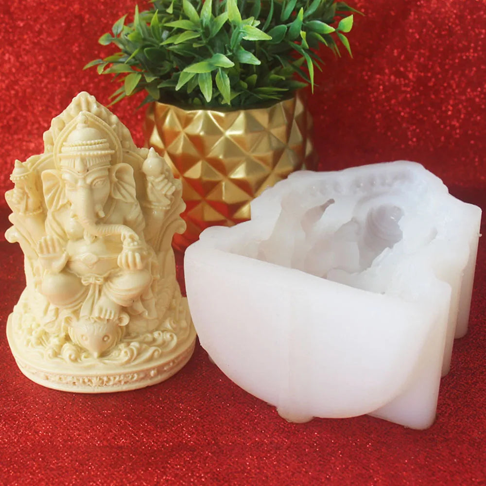 Indian Elephant Trunk God Model Silicone Mold Garnesh Candle Mould Aromatherapy Gypsum Resin Clay Crafts Home Decoration Tools