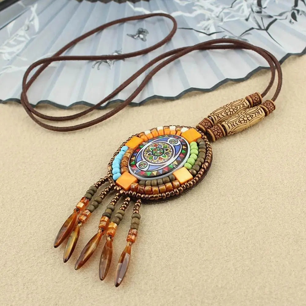 Vintage Party Ethnic Jewelry Lucky Gift Buddhist Mala Wood Bead Ethnic Pendant Nepal Necklace