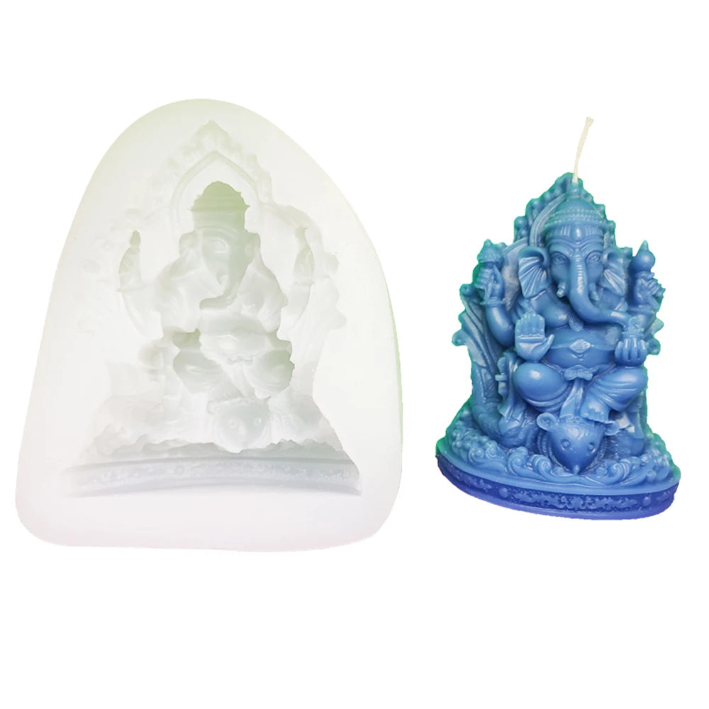 Indian Elephant Trunk God Model Silicone Mold Garnesh Candle Mould Aromatherapy Gypsum Resin Clay Crafts Home Decoration Tools
