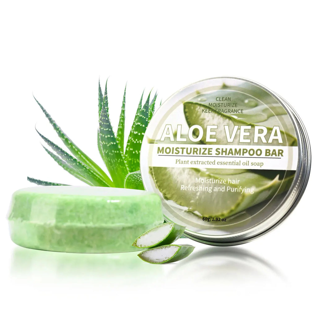 Aloe Vera Moisturizing Shampoo Bar, Plant Extract Essence Deep Cleaning Shampoo and Hair Care Soap