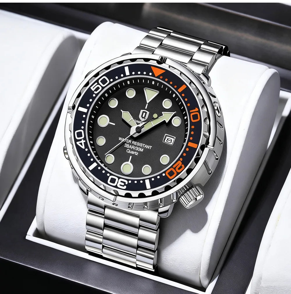 2026 new fashionable men's watch, top brand, waterproof, luminescent, date and clock, sports watch, men's quartz wristwatch