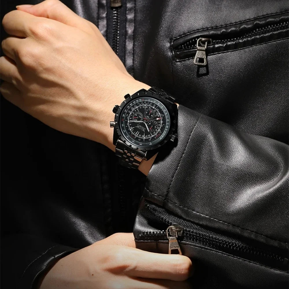 High-End Men's Watches Are a Stylish and Functionally Practical Mechanical Timepiece Made of Stainless Steel, Featuring a Hollow Design and a Large Dial. Its Attractive Appearance Makes It Suitable for Everyday Gifts, and It