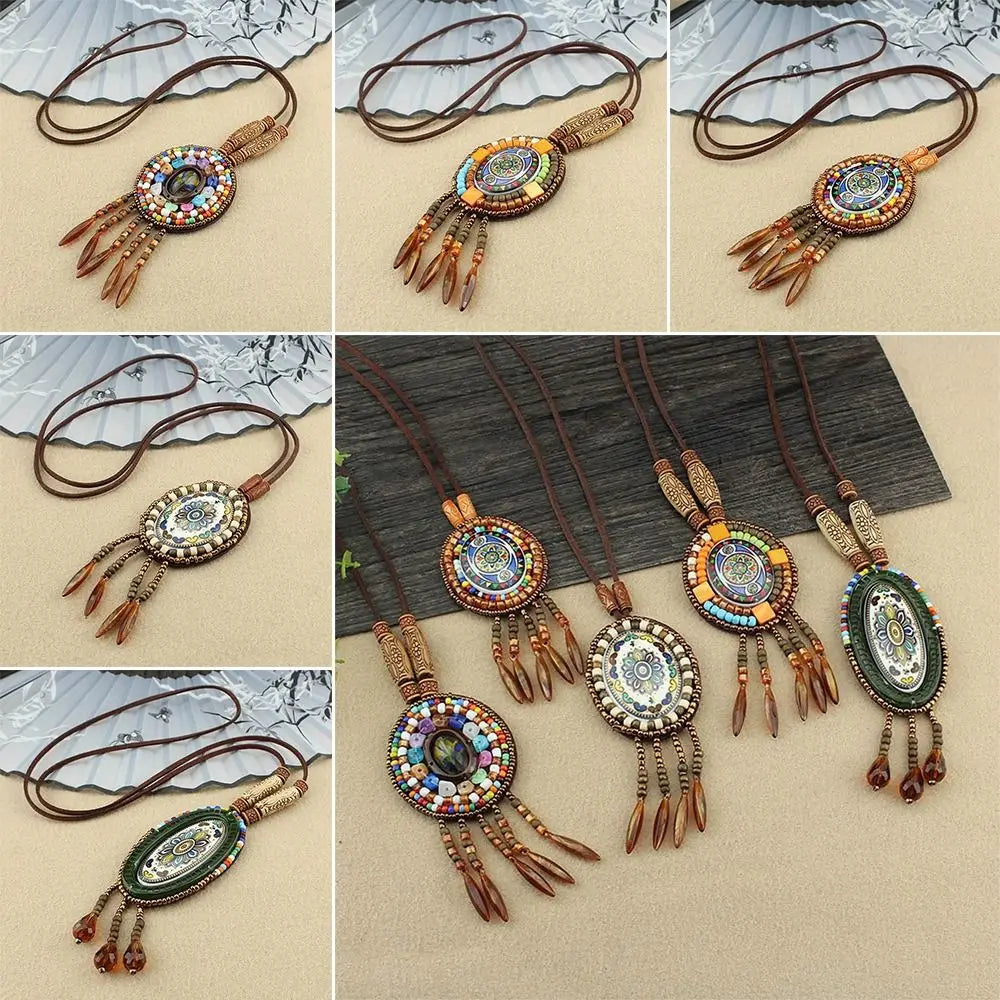 Vintage Party Ethnic Jewelry Lucky Gift Buddhist Mala Wood Bead Ethnic Pendant Nepal Necklace