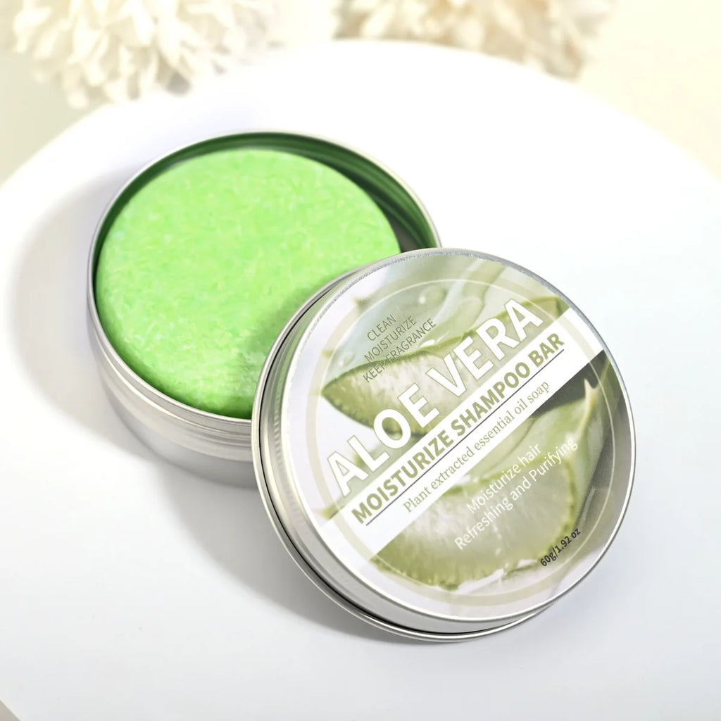 Aloe Vera Moisturizing Shampoo Bar, Plant Extract Essence Deep Cleaning Shampoo and Hair Care Soap