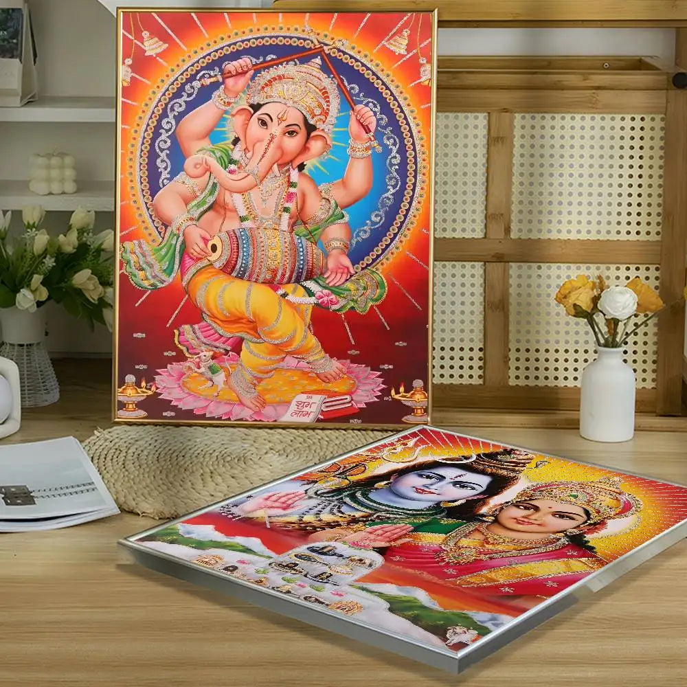 Hindu God Goddess Lord Shiv Parvati Ganesha Hanuman Poster Sticker Print Waterproof Wall Art For Living Room Bedroom Home Decor