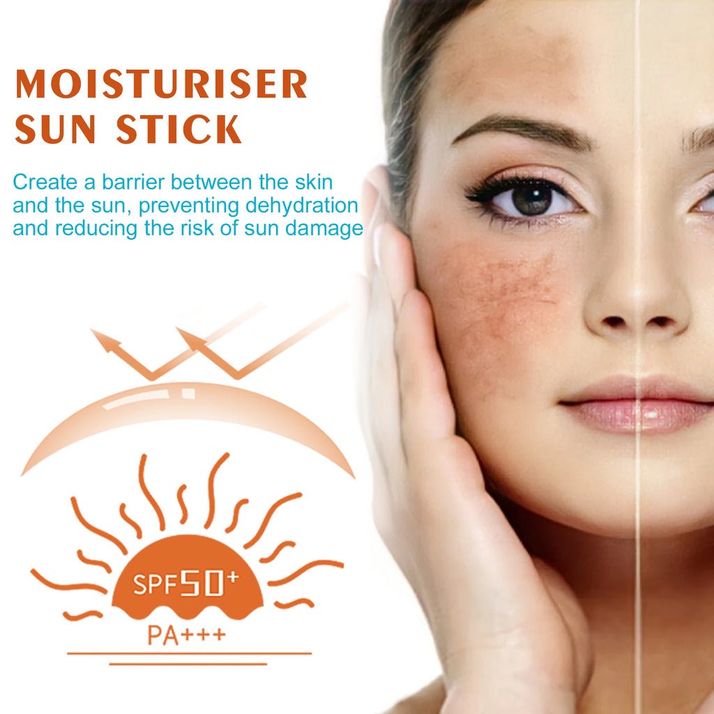 SPF50+ Sunscreen Face Cream Solar Blocker Skin Cream Anti UV Sun Block Facial Mild Moisturizer Stick Sweat Resistant Sunblock