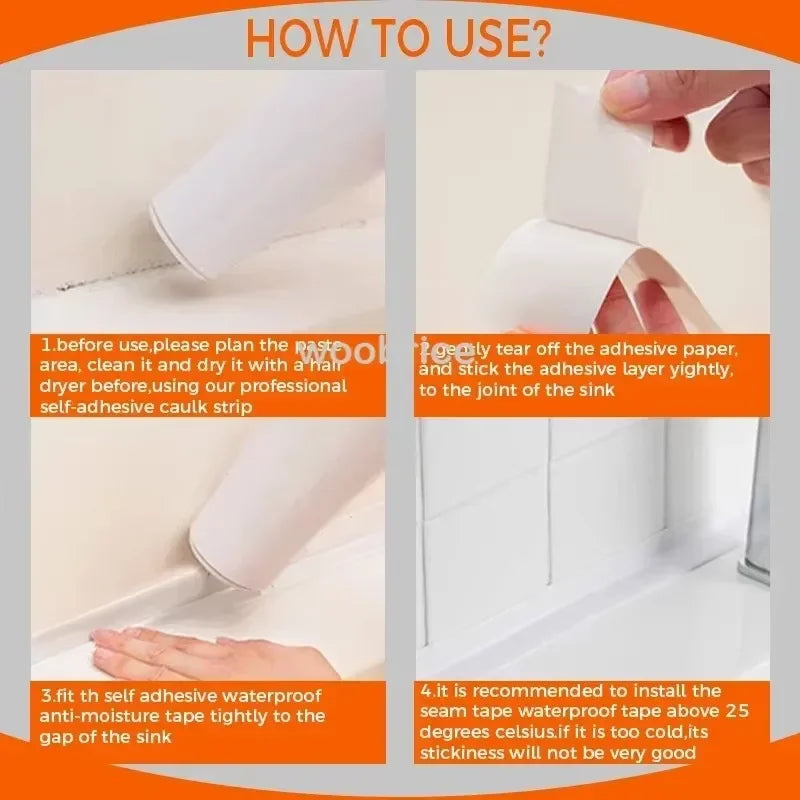 Sealing Waterproof Tape Bathroom and Kitchen Border Tape in The Bath Anti-mildew Caulking Sealed Waterproof Isolate Tape Sticker