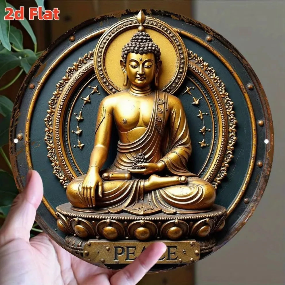 1pc Vintage Hindu Goddess Durga Statue - Aluminum Wall Art Plaque with Lion mount, Golden & Black Indian deity Decor for Home