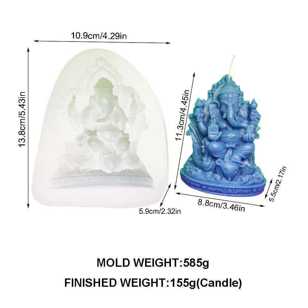 Indian Elephant Trunk God Model Silicone Mold Garnesh Candle Mould Aromatherapy Gypsum Resin Clay Crafts Home Decoration Tools