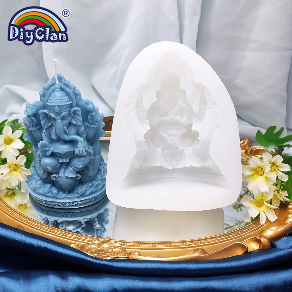 Indian Elephant Trunk God Model Silicone Mold Garnesh Candle Mould Aromatherapy Gypsum Resin Clay Crafts Home Decoration Tools