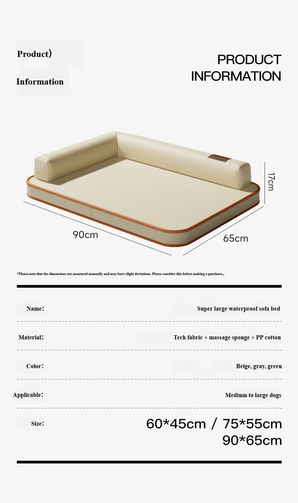 Dog Mat Dog Bed All Seasons Suitable Waterproof Tear Resistant Removable Washable For Medium Large Dogs Anti Slip Bottom Design