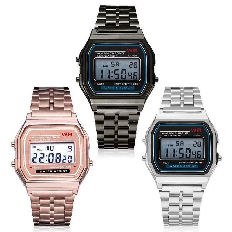 Steel Strap Watches Women Watch Men Business Clock Multifunction LED Digtal Sports Wrist Watch Electronic Clock Electron wi