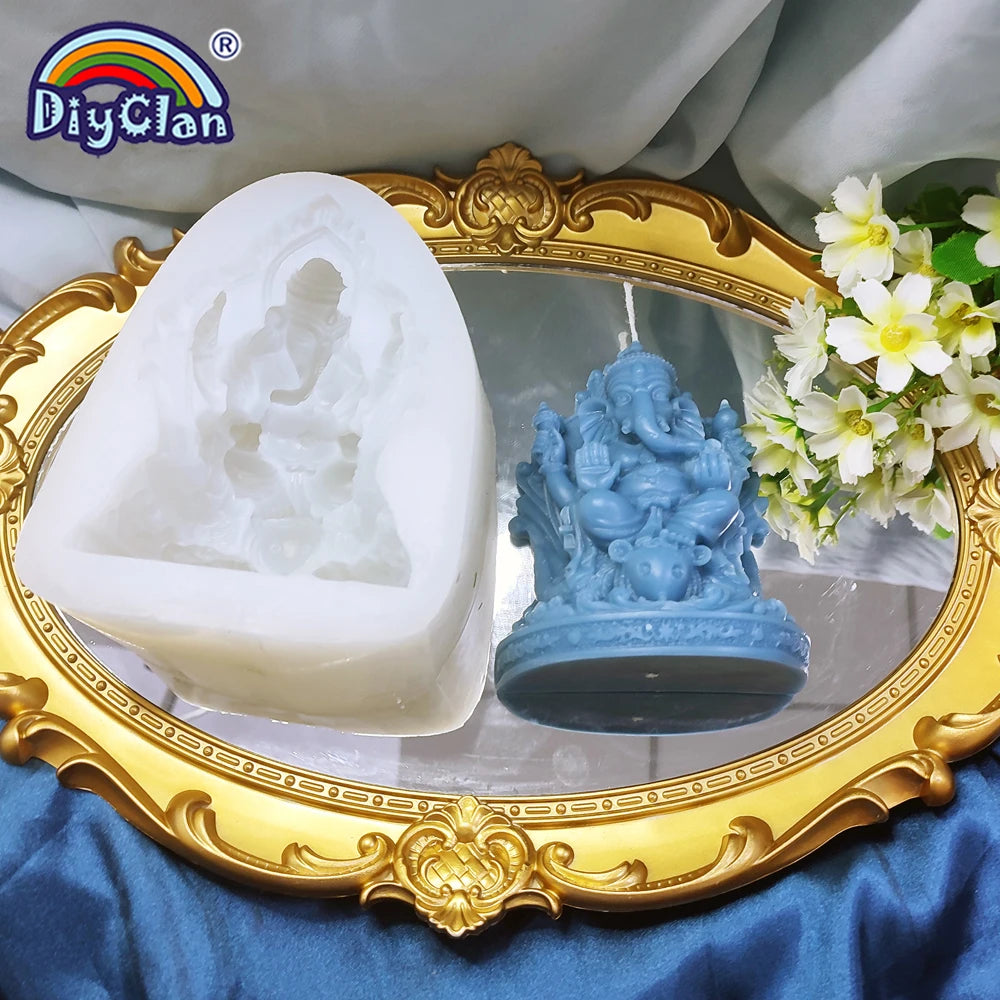 Indian Elephant Trunk God Model Silicone Mold Garnesh Candle Mould Aromatherapy Gypsum Resin Clay Crafts Home Decoration Tools