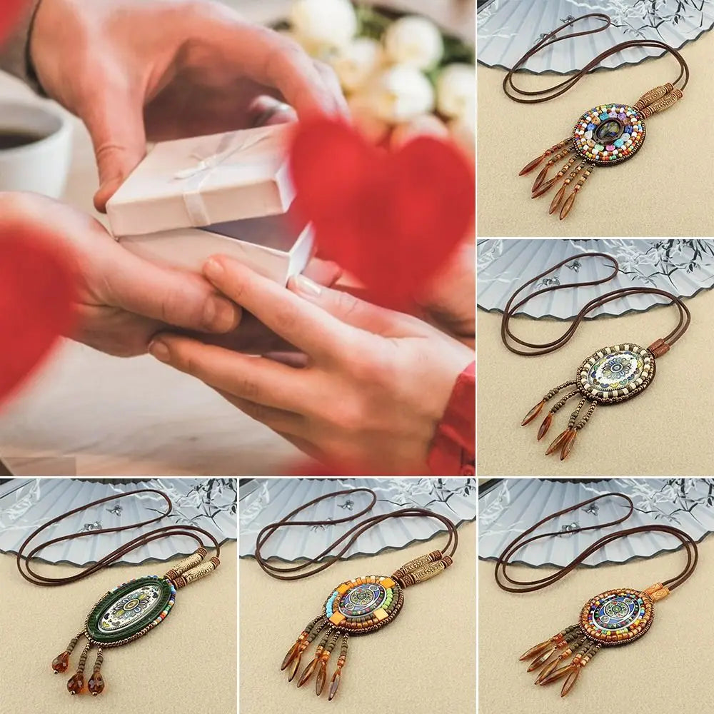 Vintage Party Ethnic Jewelry Lucky Gift Buddhist Mala Wood Bead Ethnic Pendant Nepal Necklace