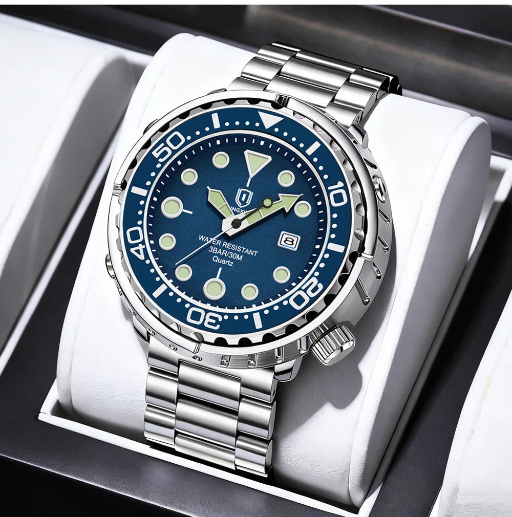 2026 new fashionable men's watch, top brand, waterproof, luminescent, date and clock, sports watch, men's quartz wristwatch