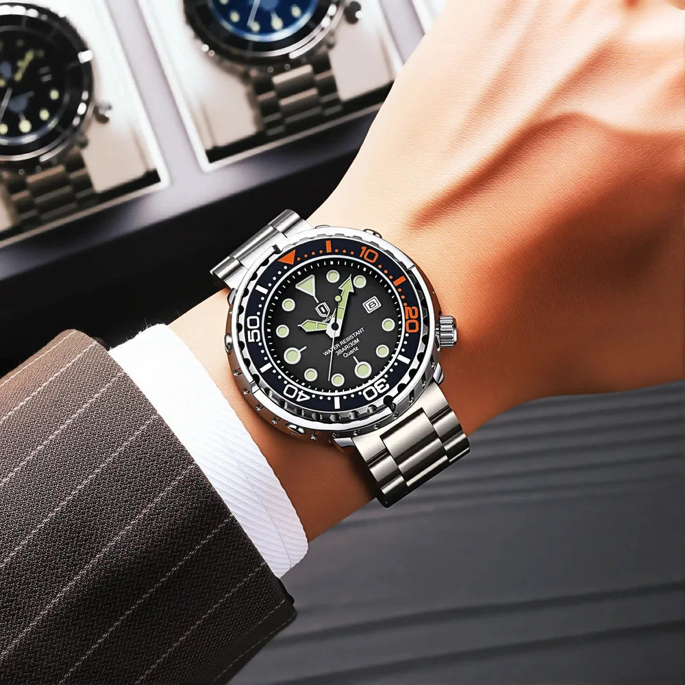 2026 new fashionable men's watch, top brand, waterproof, luminescent, date and clock, sports watch, men's quartz wristwatch