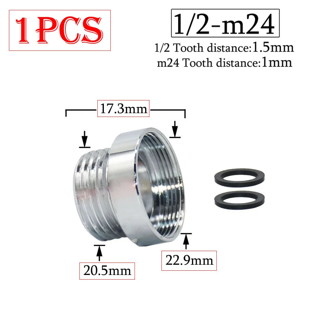 Brass 1/2 x M16 M18 M20 M22 M24 M28 Thread Connector Silver Faucet Joints Water Purifier Accessory Kitchen Water Tap Adapter