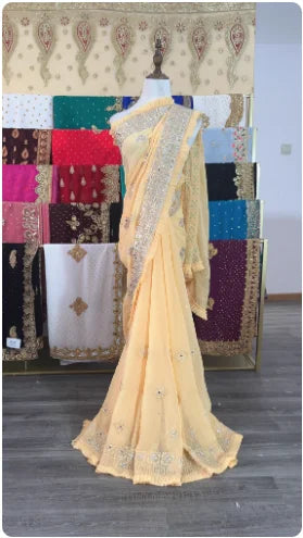 India Imports Nail Bead Sari Clothing Nepal 6-meter Large Sari