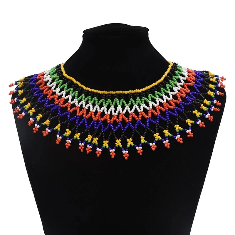 Boho Ethnic Big Choker Necklaces Women Handmade Jewelry Indian Statement Layered Collar Necklace Collier Femme Tribal Party Gift