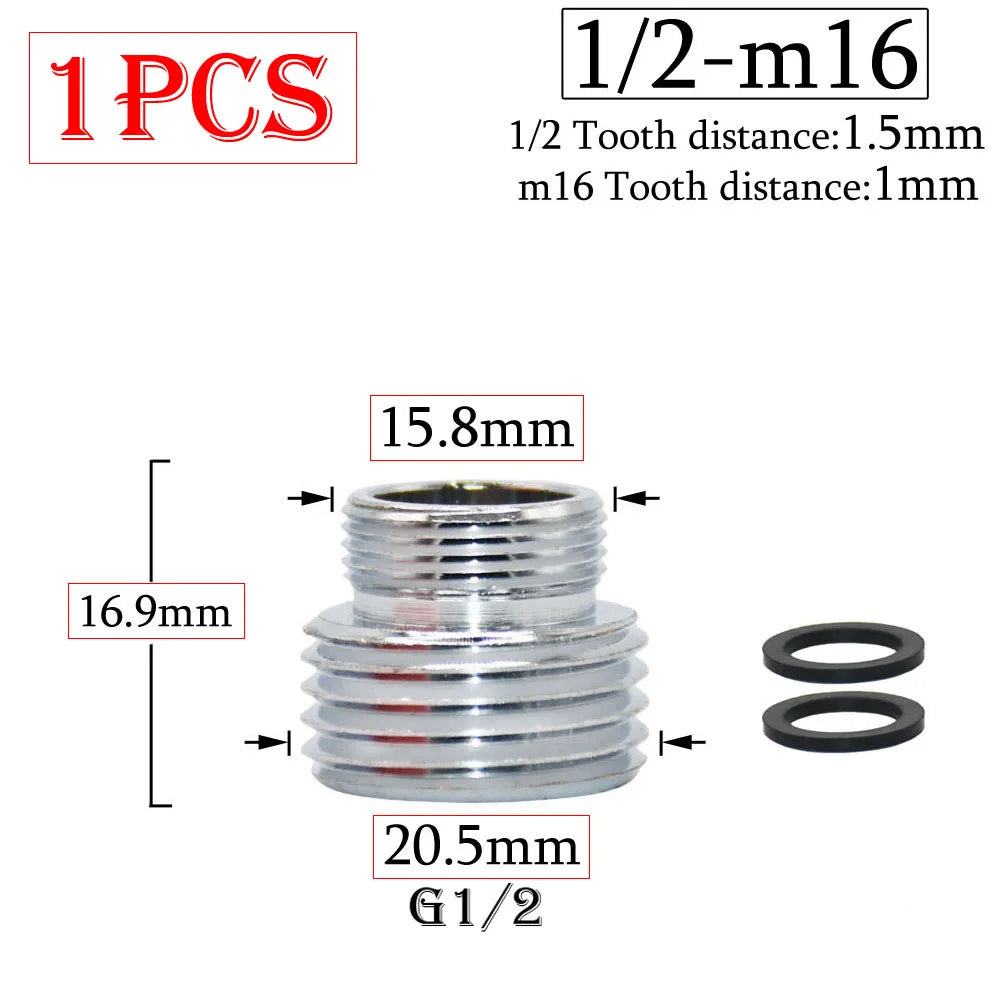 Brass 1/2 x M16 M18 M20 M22 M24 M28 Thread Connector Silver Faucet Joints Water Purifier Accessory Kitchen Water Tap Adapter